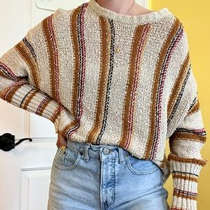 Cream Striped Billabong Sweater